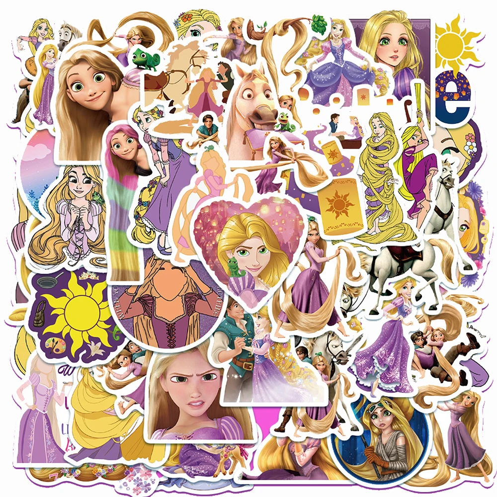 10/30/50pcs Disney Tangled Stickers Kawaii Princess Aesthetic Decals Notebook Laptop Guitar Cute Classic Anime Sticker for Kids