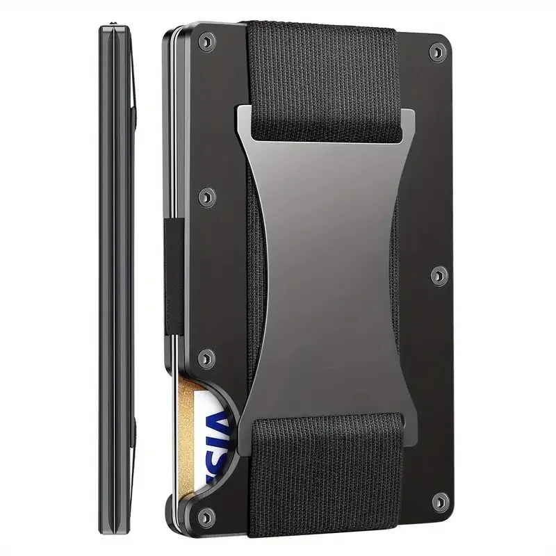 Carbon Fiber Card Holder for Men,Slim Anti-RFID Pop-Up Wallet Automatic Black Theft-Proof ID/Credit Card Case with Quick Access