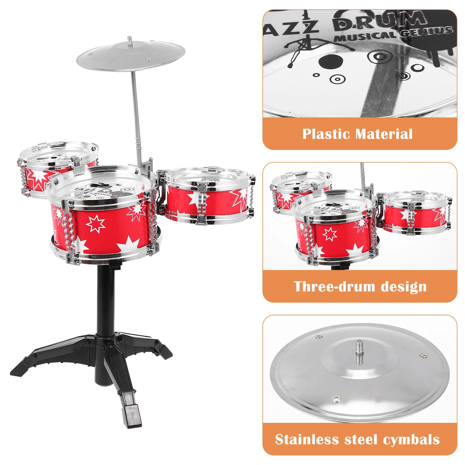 Kit de bateria infantil, brinquedo musical para presente de bebê, instrumento educacional, brinquedos pré-escolares