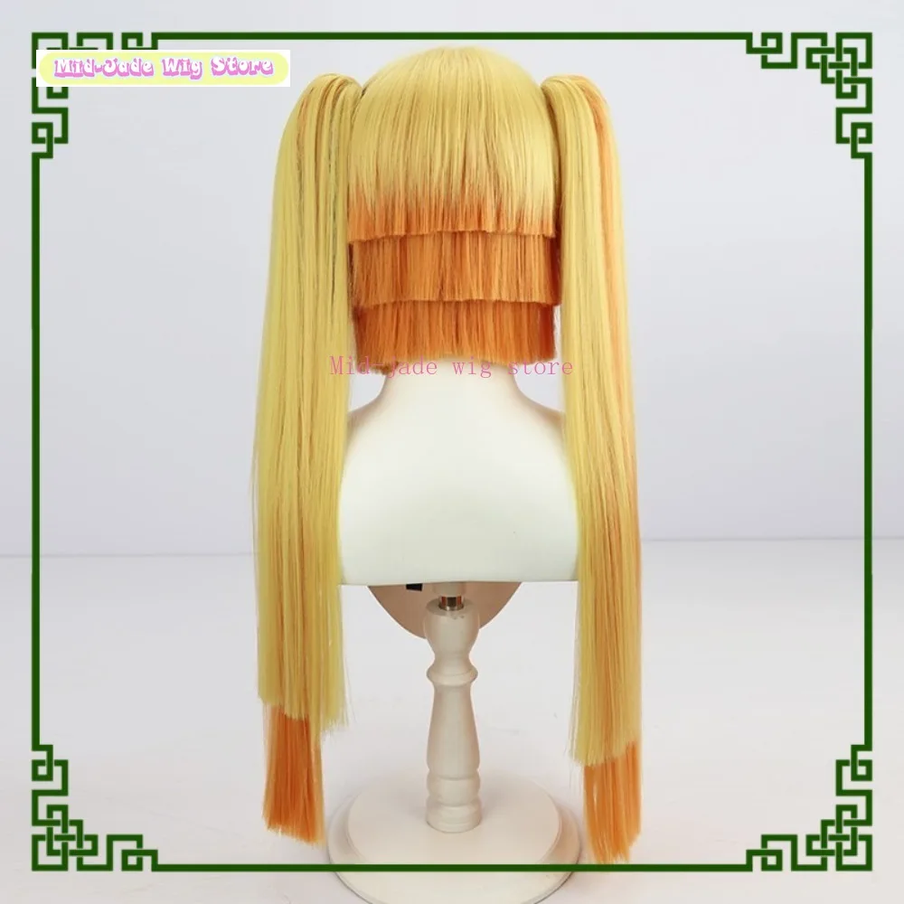 Zenitsu genderend cosplay peruca anime jogo cosplay feminino virar cabelo longo cauda dupla gradiente mid-jade peruca loja