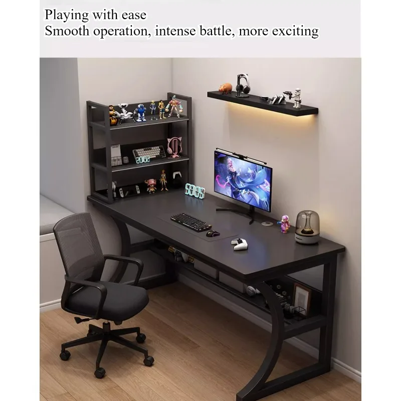 Gaming table Household desktop computer table with shelves Office table and chair Simple desk Bedroom learning writing table image 6