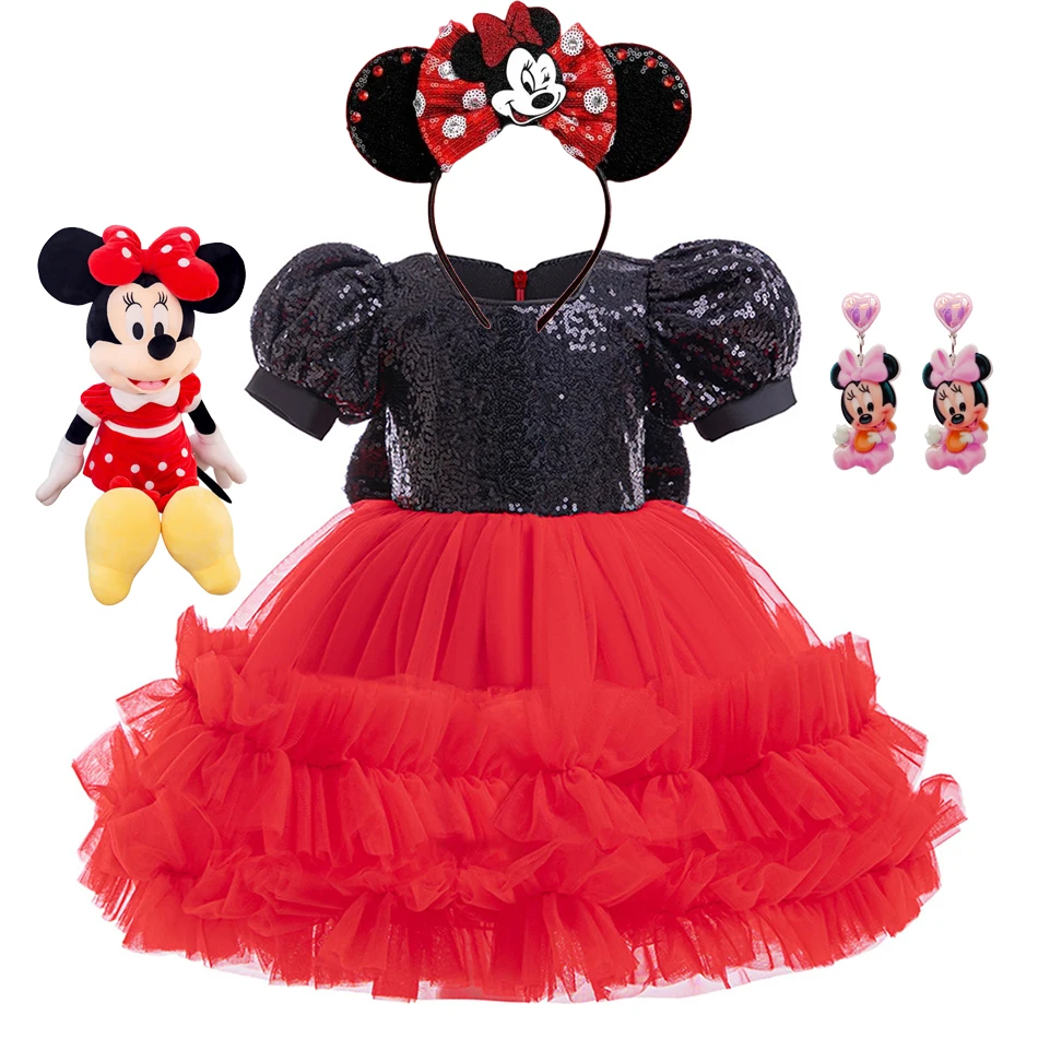 Disney Mickey Mouse Princess Dress Girls Sequin Mesh Ball Gown Children Carnival Halloween Clothes Kids Formal Dress for 1-6Y