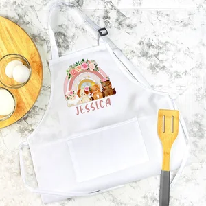 Personalisierte Tierschürze mit Namen für Kinder, personalisierte Küchenschürze für Jungen und Mädchen, Kochen, Regenbogen, Safari, Geburtstagsgeschenk 10 Hauptverkäufe Kindersafari -Kleidung - №6