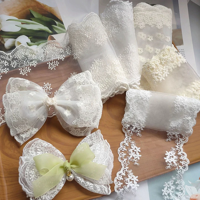

[YU]1pcs Width 12cm/4.72in Length 90cm/35.43in Lace Lace Fabric Ribbon Edge Dress Bow Hairband DIY Sewing Supplies
