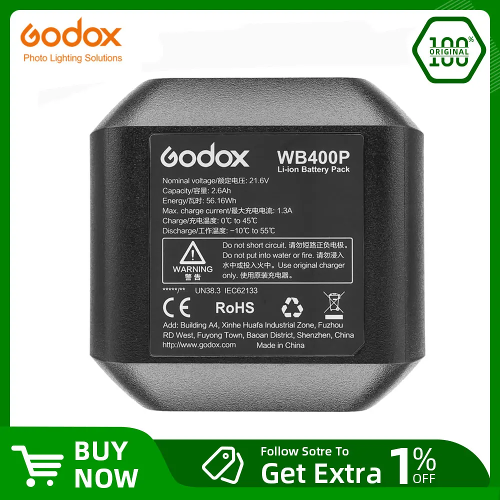 Godox AD400PRO WB400P Li-ion Battery for Flash