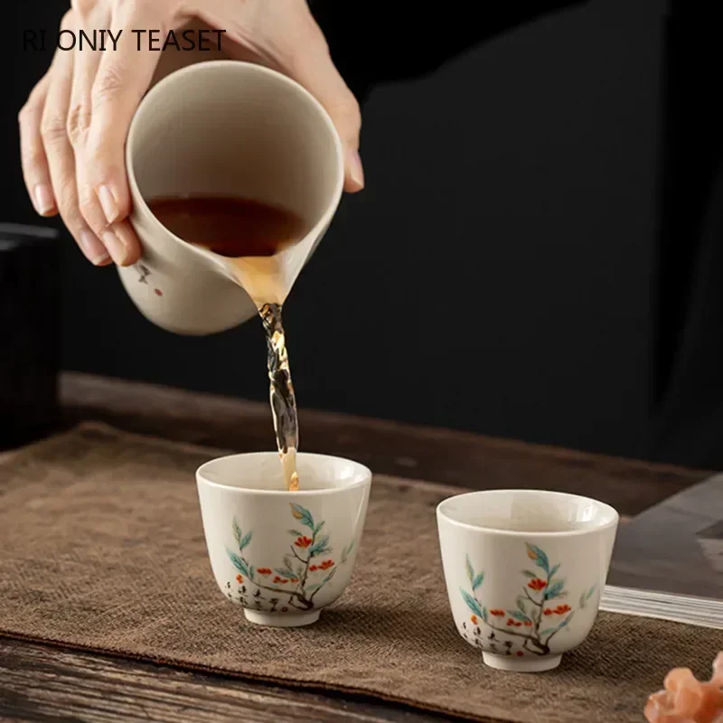 Chinese Tradition Ceramic Teacup Travel Meditation Cup Exquisite Hand Painted Tea Bowl Pu\'er Master Cup Tea Set Accessories 50ml