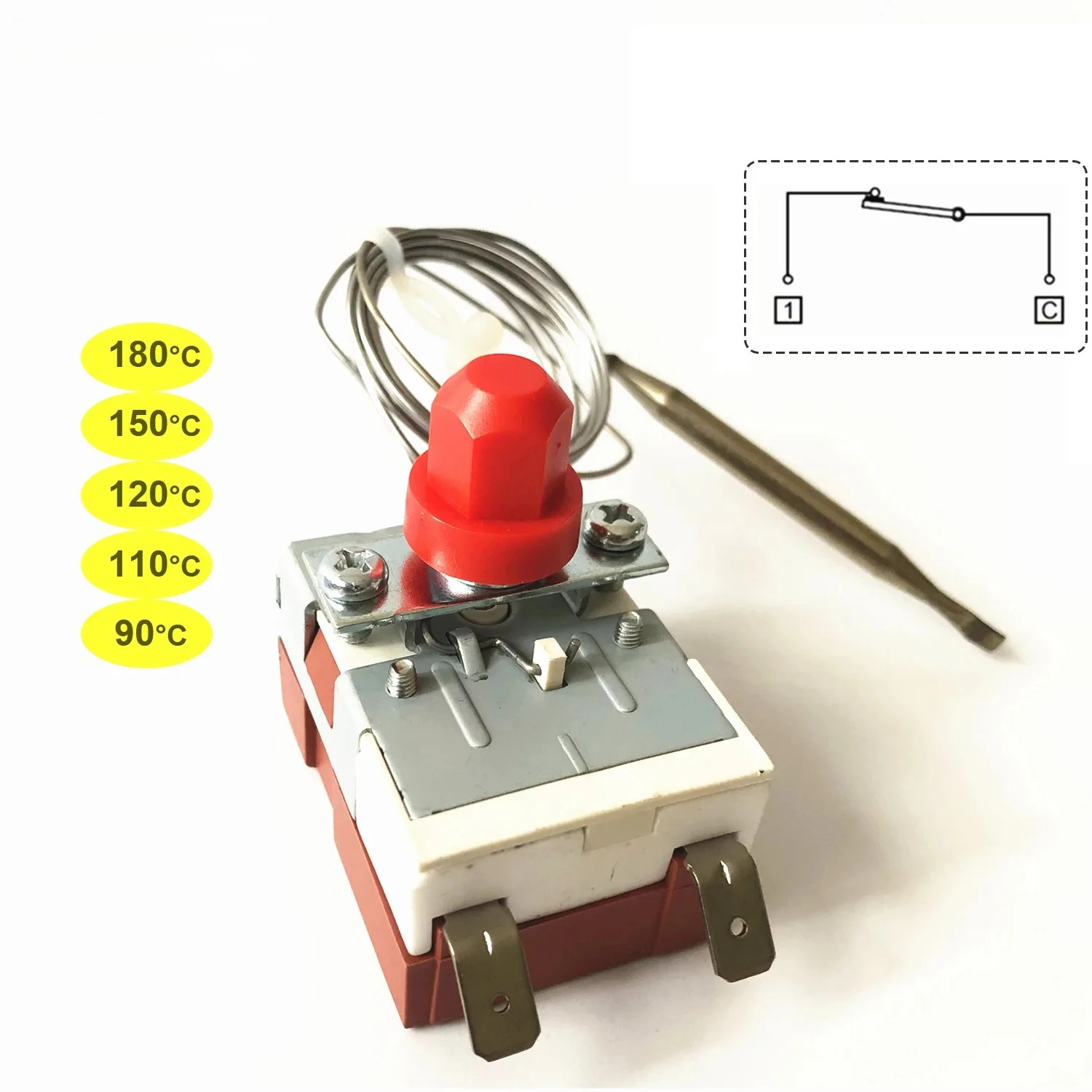 

Bulb Capillary Thermostat Thermometer Temperature Safety Limiter Control Switch W/ Manual Reset TSR- For Boiler Heater Cooker
