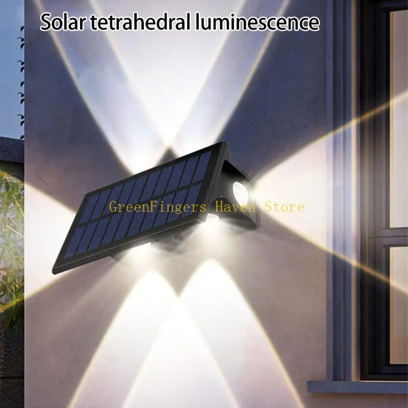 

F68D 2/4pcs Waterproof Courtyard Wall Lamp Solar Fence Light Decorative Balcony Stair Light Four Sides Enduring