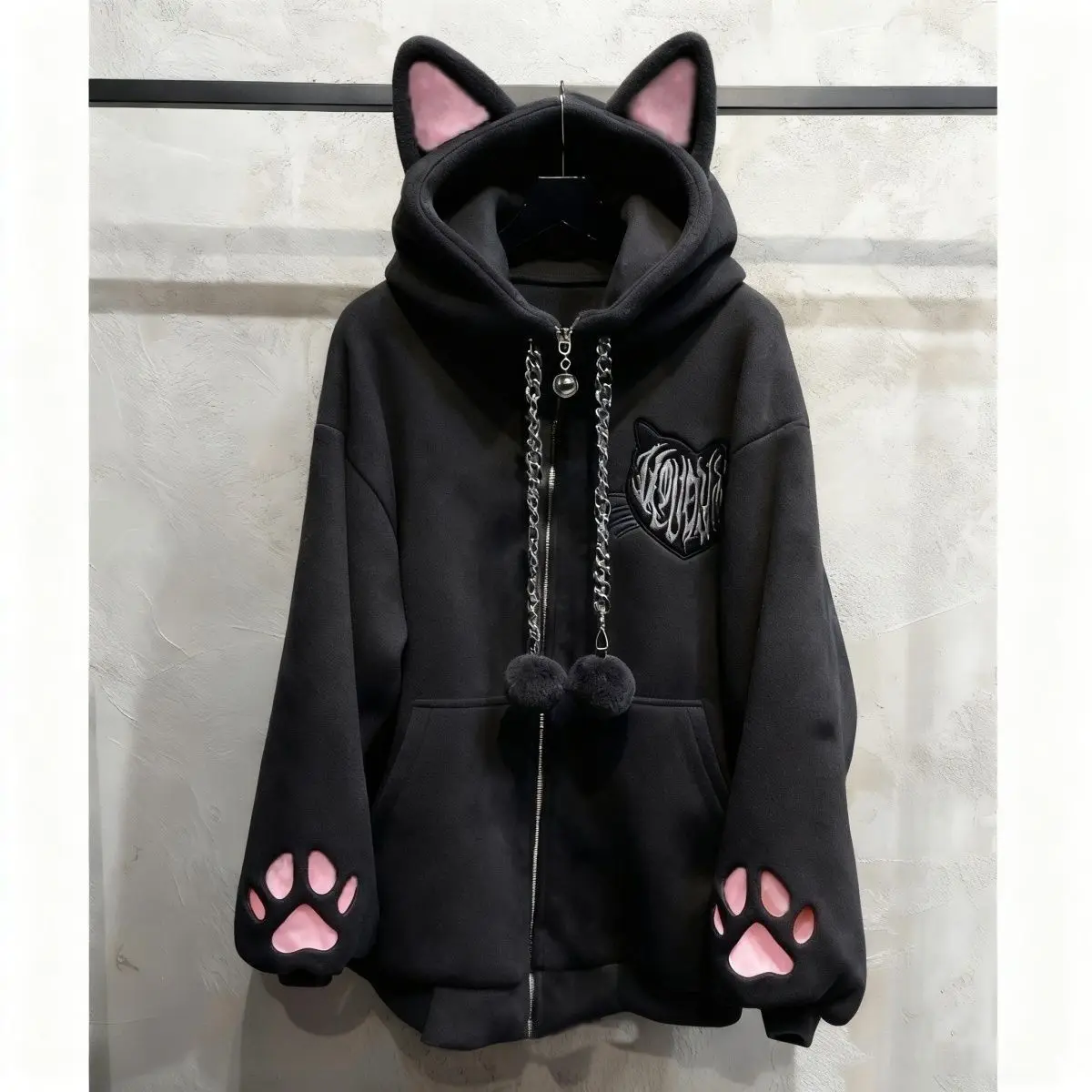 Outerwear Fashion Casual Warm Coats Ropa Mujer Japanese Y2k Tops Thicked Women Jackets Cute Cat Ear Hooded Long Sleeve Punk
