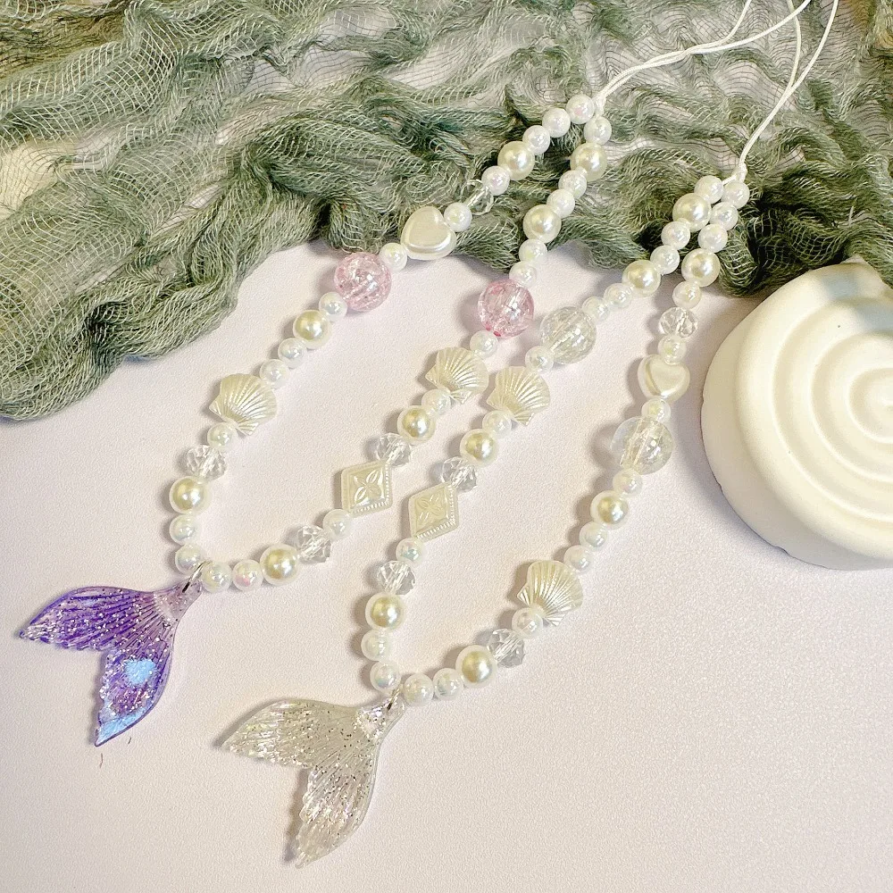 Jewelry Gift Fish Tail Bead Phone Chain Shell Anti-loss Mobile Phone Lanyard Pendant Wrist Strap Cell Phone Strap Phone Charm