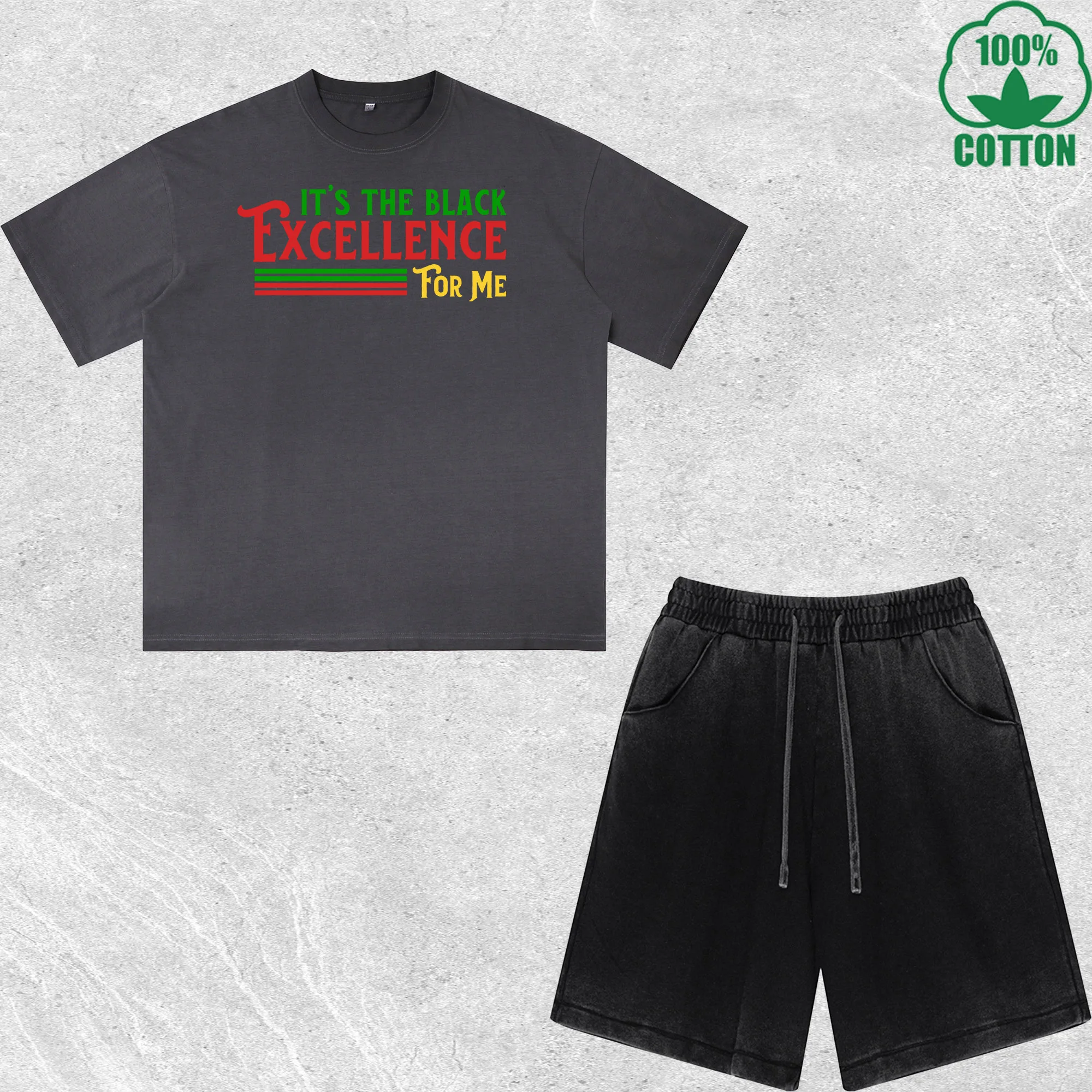 

Excellence Printed Dirty Wash T-Shirt Shorts Set Combo Loose Trendy Fashionable 100%Cotton Short Value Pack