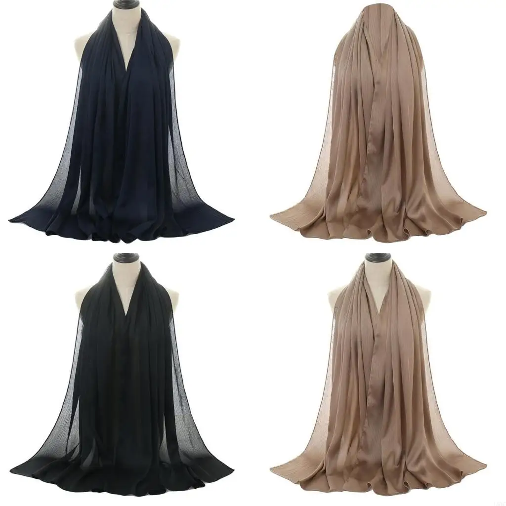 

L5YC Women Hijab Head Wrap Soft Headcover Shawl for Mosque Umrah Cultural Event Use