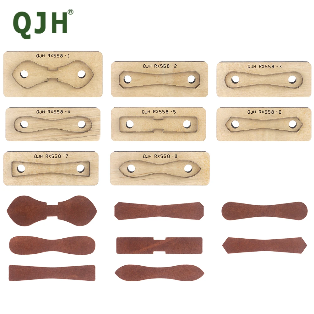 Image of 1 Stück Lederband-Endstanzform, Holz und Kohlenstoffstahl, manuelles Stanz- und Bastelschablonenwerkzeug für Handtaschengurte und Lederhandwerk