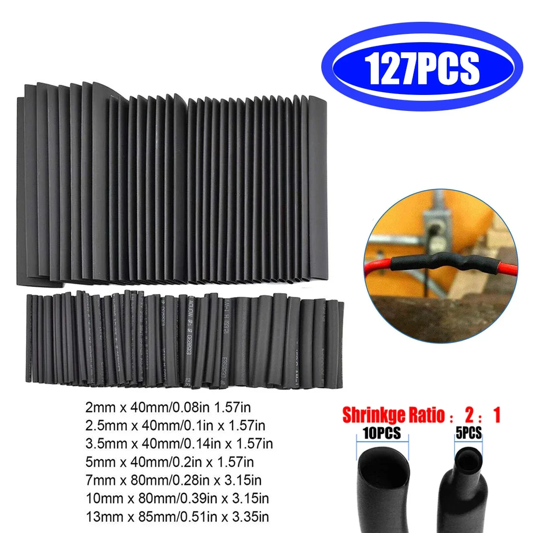 

127Pcs Heat Shrink Sleeving Tube Tube Assortment Kit Electrical Connection Electrical Wire Wrap Cable Waterproof