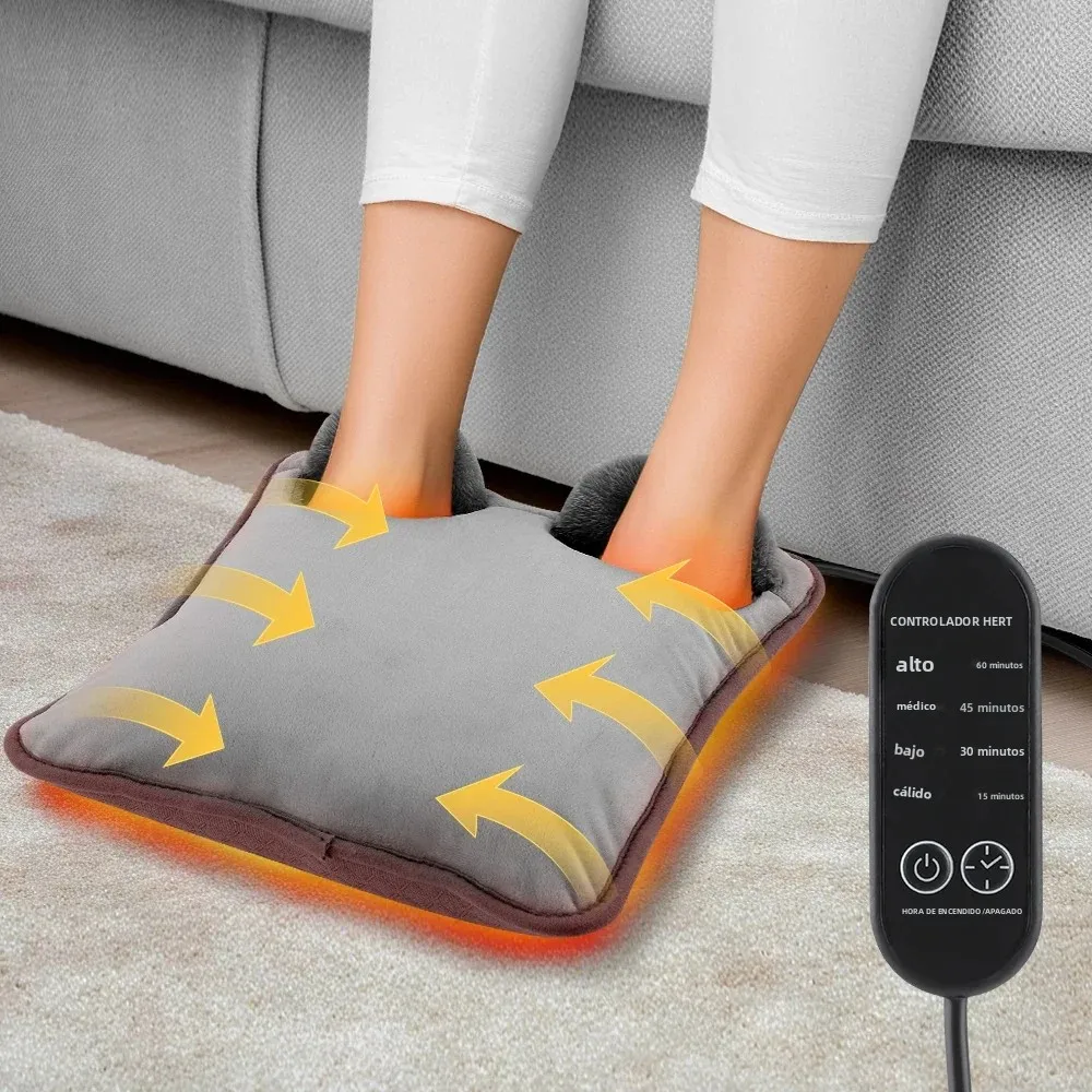 Calentador de pies eléctrico, dispositivo de calentamiento de pies de invierno, compresa caliente de 4 niveles, almohadilla calentada manual para el hogar, oficina, dormitorio, mantiene el calor
