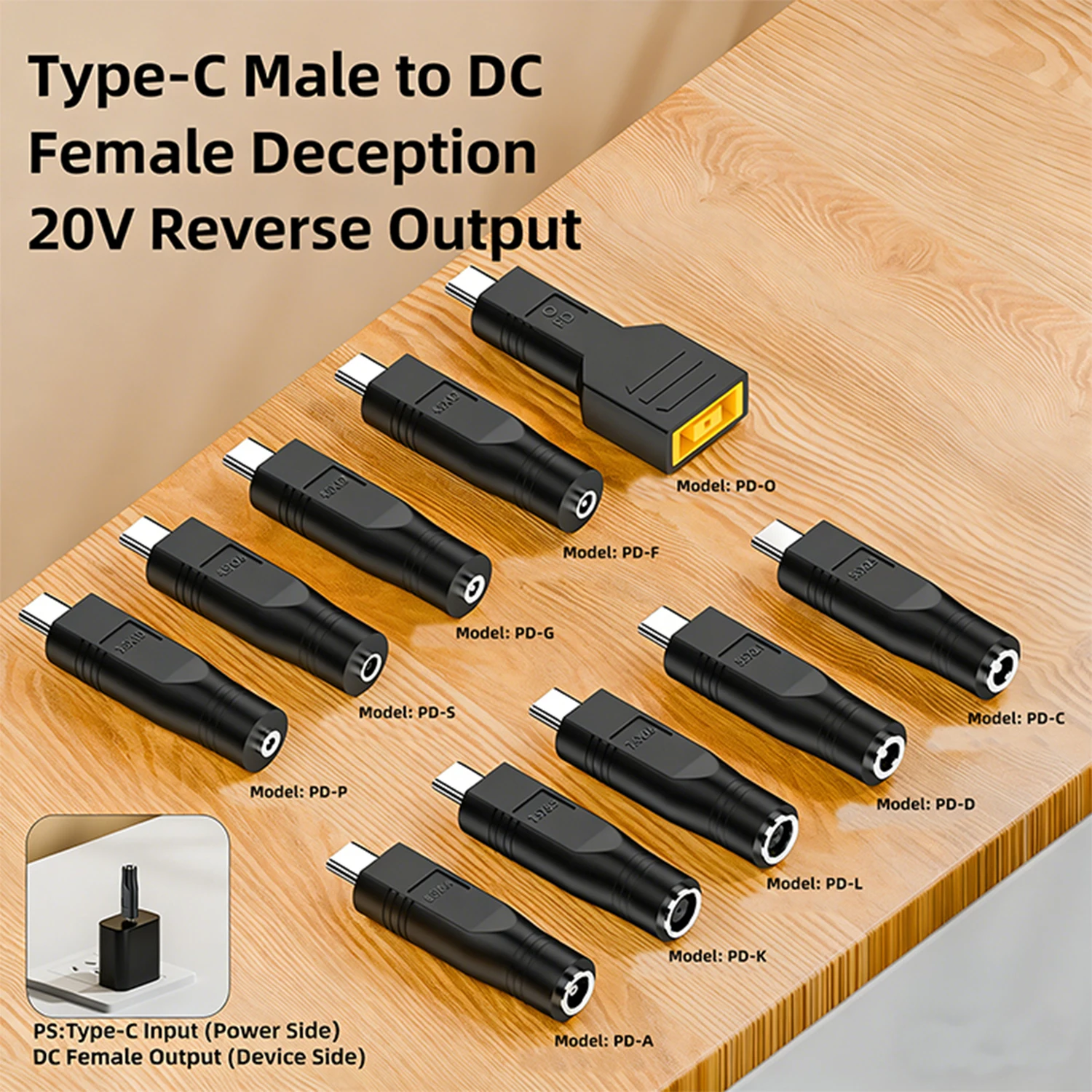 2pcs USB C to DC Power Adapter, Type C Male to DC Female Converter, 100W 20V 5A PD Source for Starlink Mini Laptop