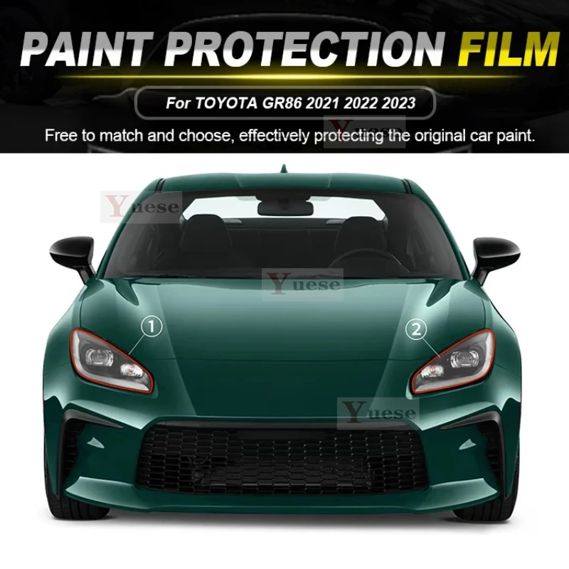 

Для Subaru BRZ Toyota GR86 2021 2022 2023 Автомобильная зеркальная пленка для предотвращения столкновений фар, прозрачные защитные оригинальные наклейки из ТПУ