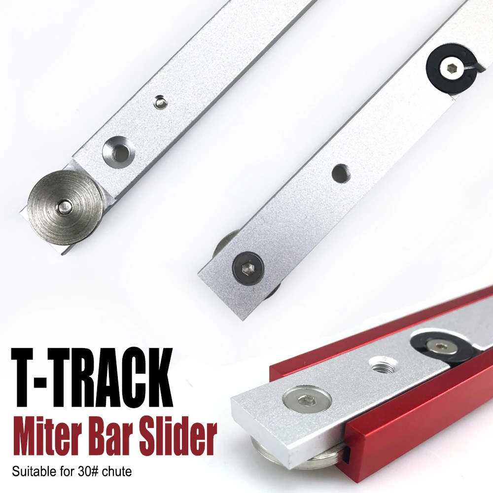 

T Slot Miter Bar Slider Kit, Aluminum alloy T-shaped Rail Oblique Joint Slider With Wheels - Non Perforated T-shaped Bar Guide