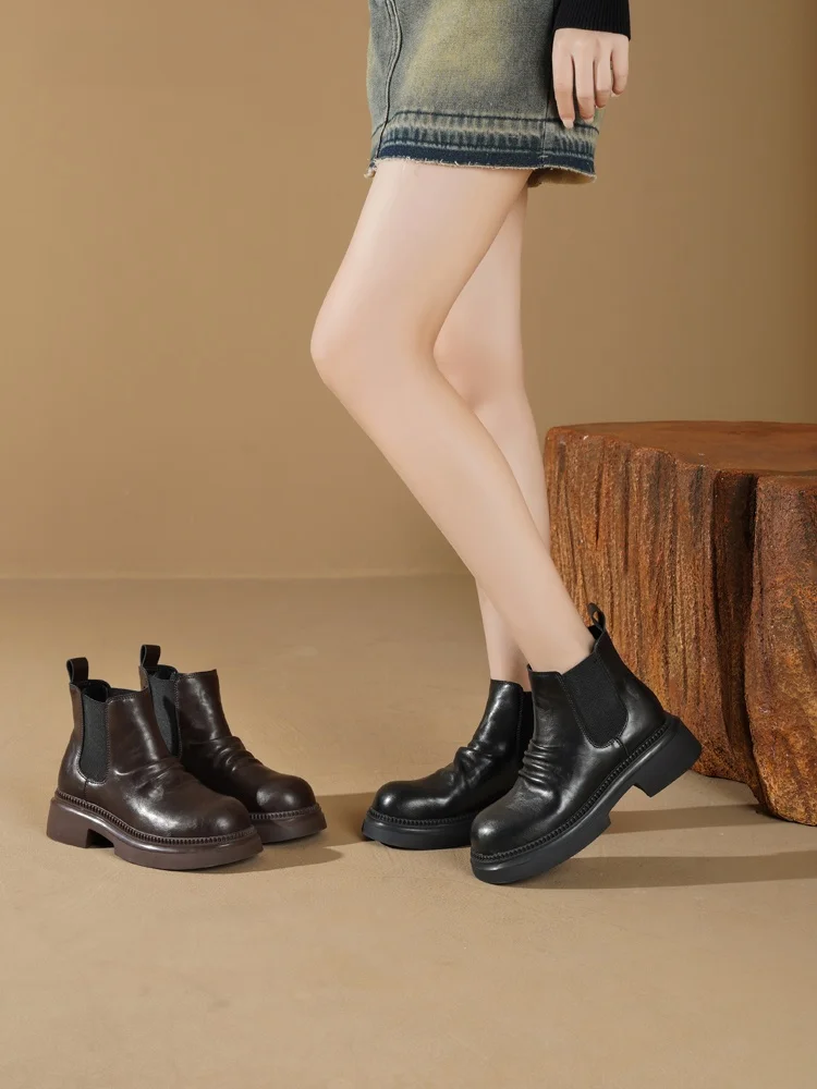 

Daphne Thi Heel ort Boots Женские ботинки челси в сложенном стиле Bla Retro Sle для поездок на работу с круглым носком на тканевой подкладке и резиновой подкладке...