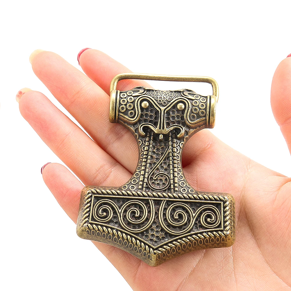 Mitologia Nórdica Retro Odin Hammer Belt Buckle Viking Rune Myth Arma Ocidental Cowboy Jeans Acessório Fastener para Homem 4cm Cintos