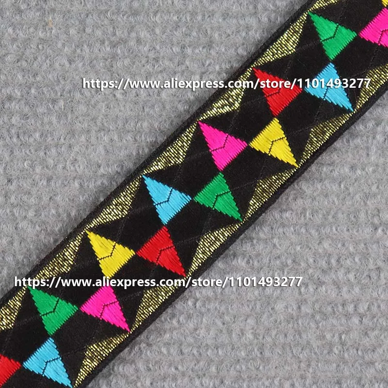 3.3cm 7 yarde nastro Jacquard nastro in tessuto colorato nastro in pizzo ricamato etnico per accessori per cucire indumenti