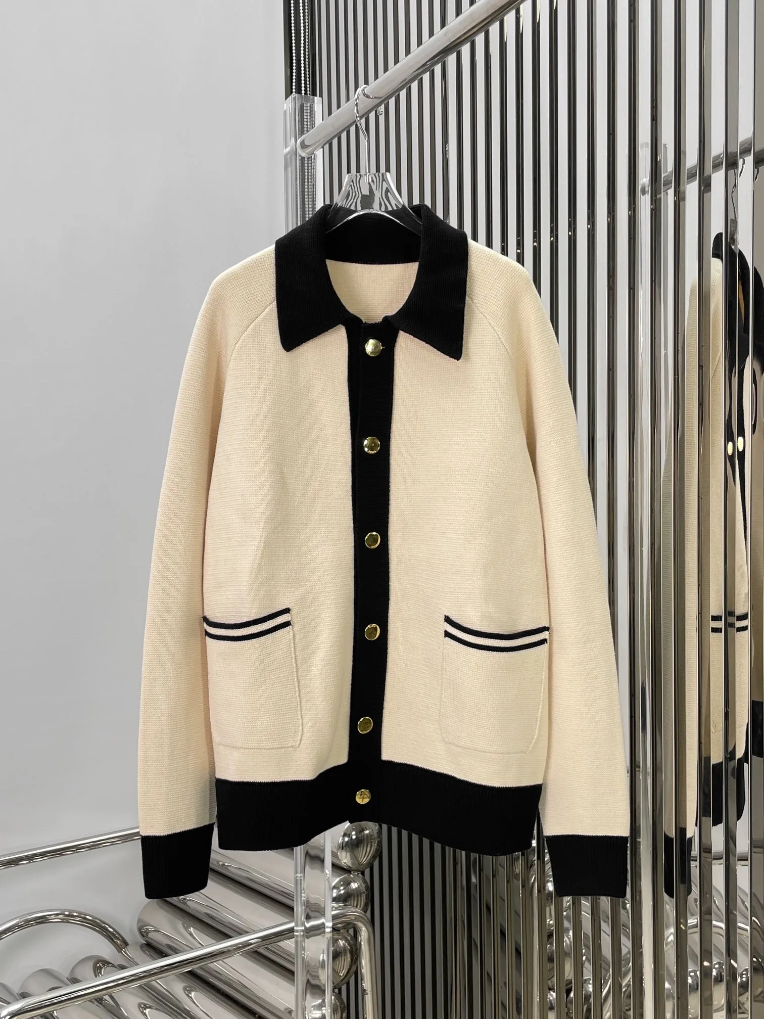 Women's Clothing Wool lapel knitted sweater cardigan with metal buttons Autumn Winter New NO.9