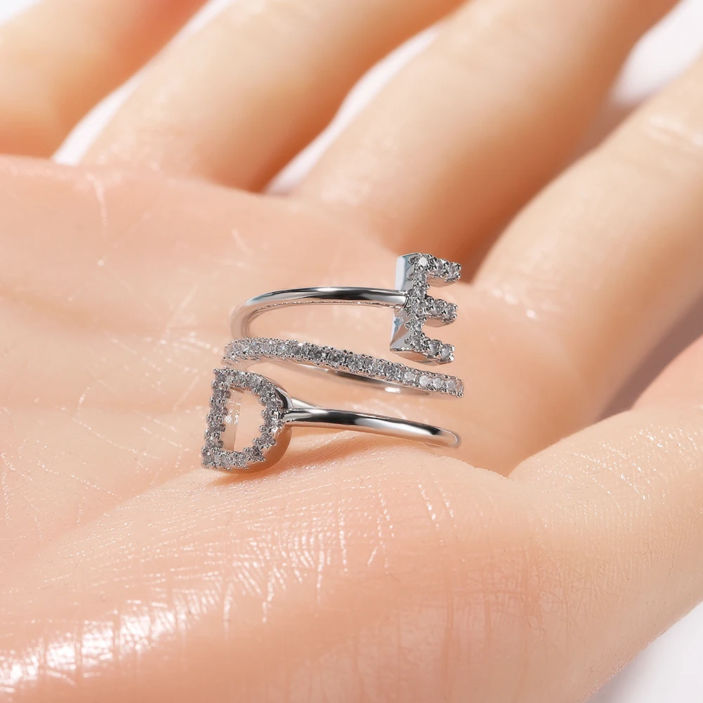 

Uwin на заказ мини-кольцо с буквами инициалами Iced Out CZ персонализированные простые стильные регулируемые кольца хип-хоп ювелирные изделия подарок для женщин