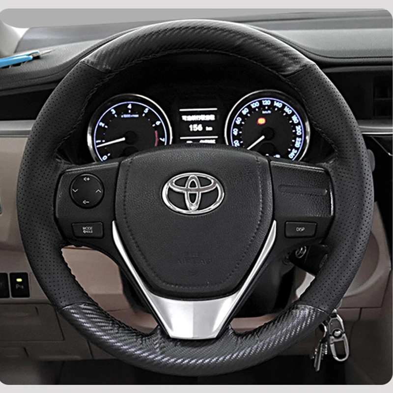 Hand Stitched Car Steering Wheel Cover for Toyota E'Z RAV4 Auris 2013 2014 Corolla IM 2017 Scion IM 2016 Leather DIY Sew