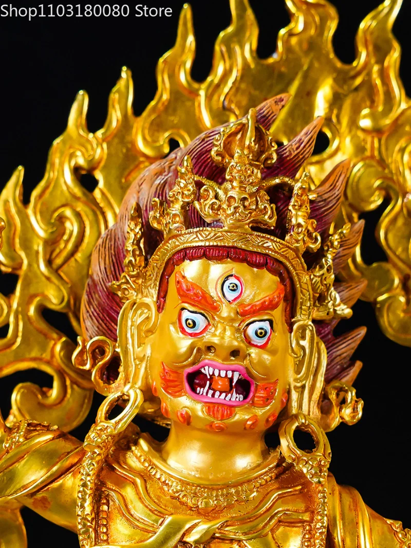 Copper carving gilding Angry Guru Padmasambhava buddha statue Tibet Guru Dragpo sculpture Large size 30cm