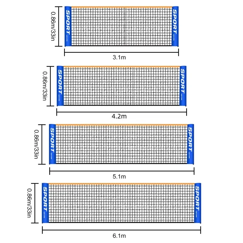 

Портативная стандартная теннисная сетка 3,1 м/4,1 м/5,1 м/6,1 м для взрослых и детей, теннисный мяч в помещении и на открытом воздухе, спортивные аксессуары, сетка для бадминтона