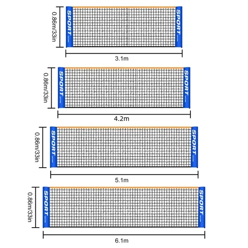 Red de práctica de tenis estándar portátil para adultos y niños, pelota de tenis para interiores y exteriores, accesorios deportivos, red de bádminton, 3,1 m/4,1 m/5,1 m/6,1 m