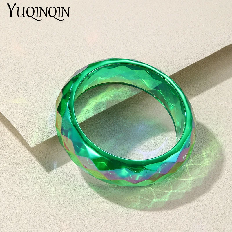 Trendy Colorful Wide Geometric Cuff Bangle Bracelets for Women Korean Round Resin Acrylic Bangles Charms Vintage Jewelry Gifts