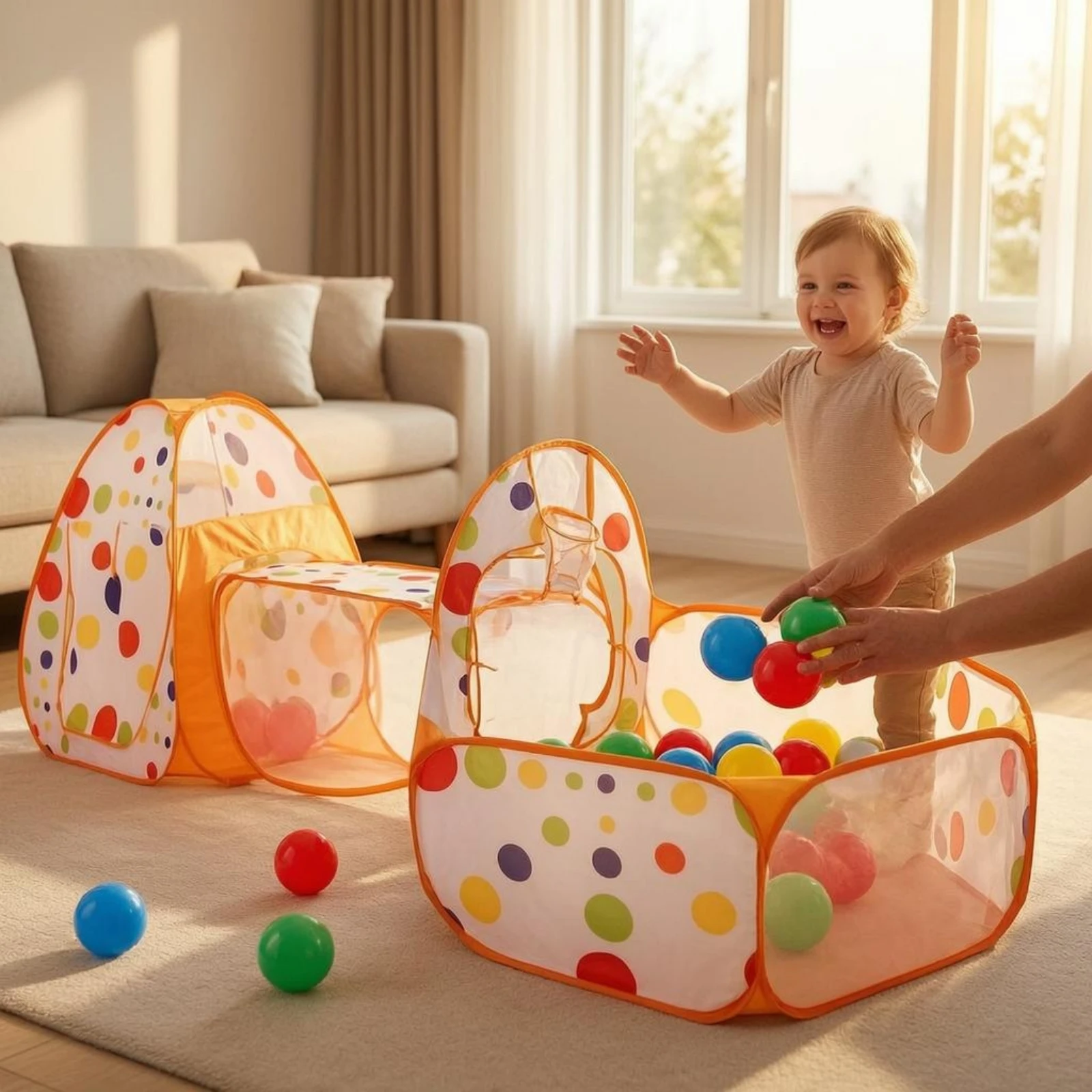 conjunto-de-tenda-de-brincar-3-em-1-com-3-pecas-tenda-de-brincar-com-padrao-de-pontinhos-tunel-de-brincar-casa-de-aventura-para-criancas-leve-e-portatil