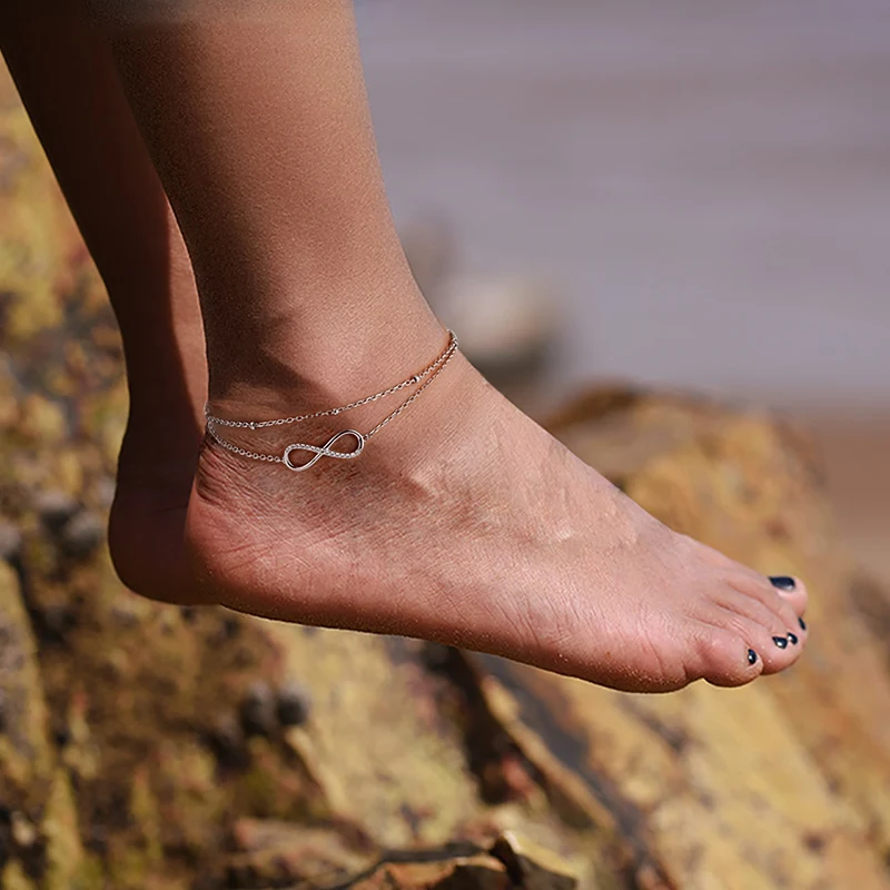 SA Fashion Style Foot Chain Crystal Anklet Gold Beach Wedding Barefoot Sandals Foot Jewelry With CZ Adjustable Anklet for Women