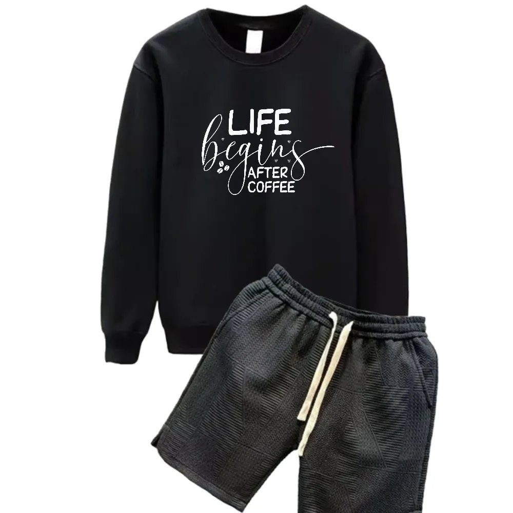 

2025 English double-pinyin font print suits Spring And Autumn Men's Casual Tracksuit Set Daily Wear Comfortable Stylish Outfit