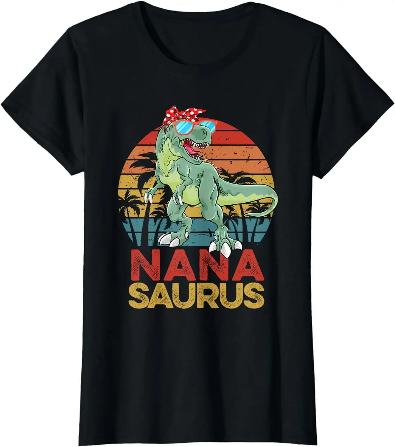 

Nanasaurus T Rex Dinosaur Забавная винтажная семейная футболка Nana Saurus с длинными или короткими рукавами