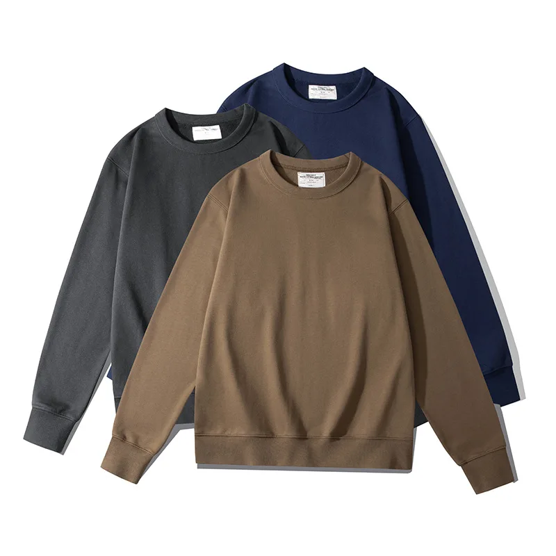 460g Basic Plain Heavyweight Men/Women Color Loose Fit Soft Pullover Thick Fish Scale Solid Color Long Sleeve Sweatshirt