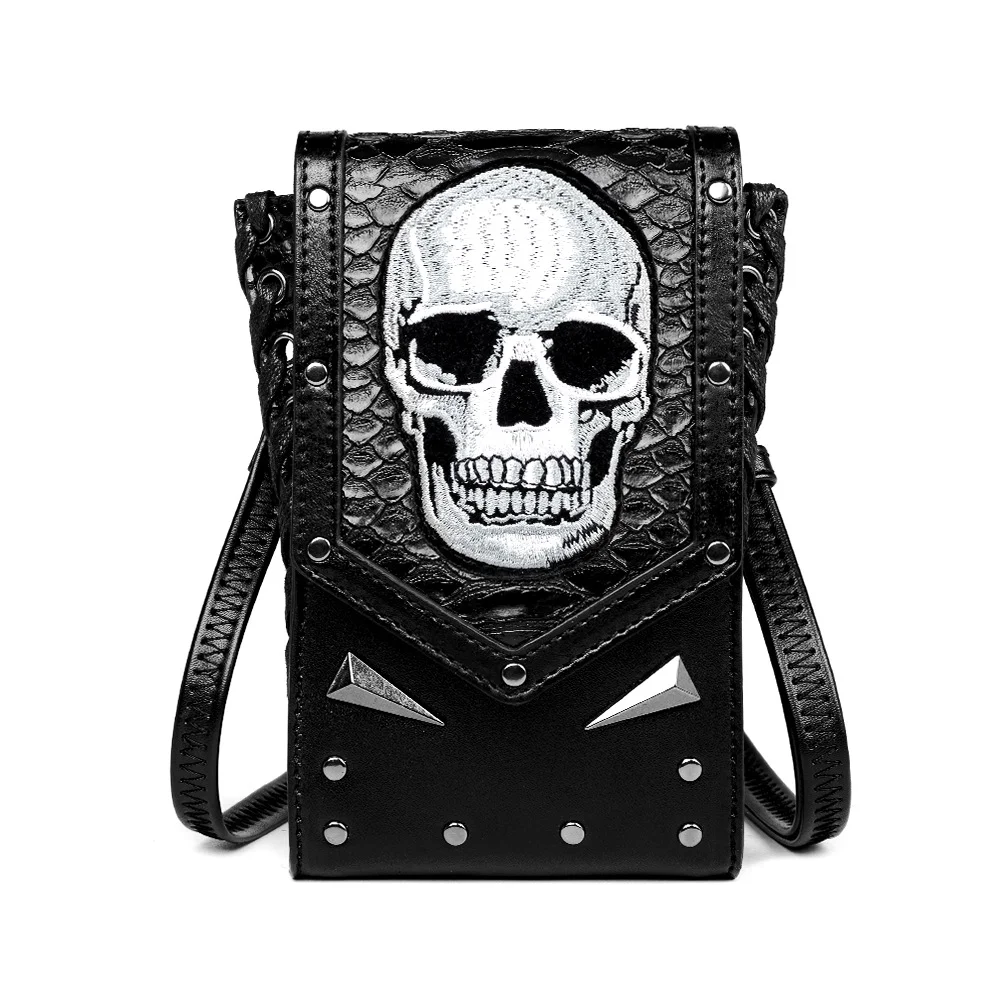 

Punk Style Women Handbags Pu Leather Skull Tote Bag Black Large Capacity Shoulderbag Luxury Crossbody Bags