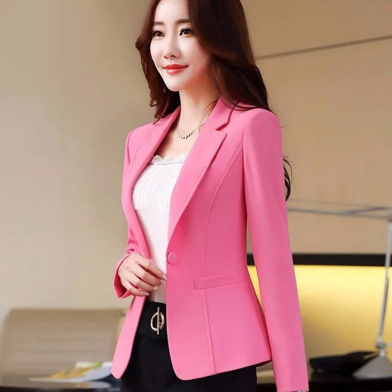 New Solid-color Small Suits Women Spring Fashionable Professional Wear Long-sleeved Waist-cinched DesignSlimming Work Clothes