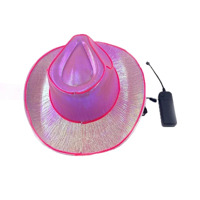 LED-Cowboyhut, bunter Denim-Hut, leuchtender Cowgirl-Hut, leuchtend für Tanzkostüme, Weihnachtsfeier, Halloween-Party – Detail 10