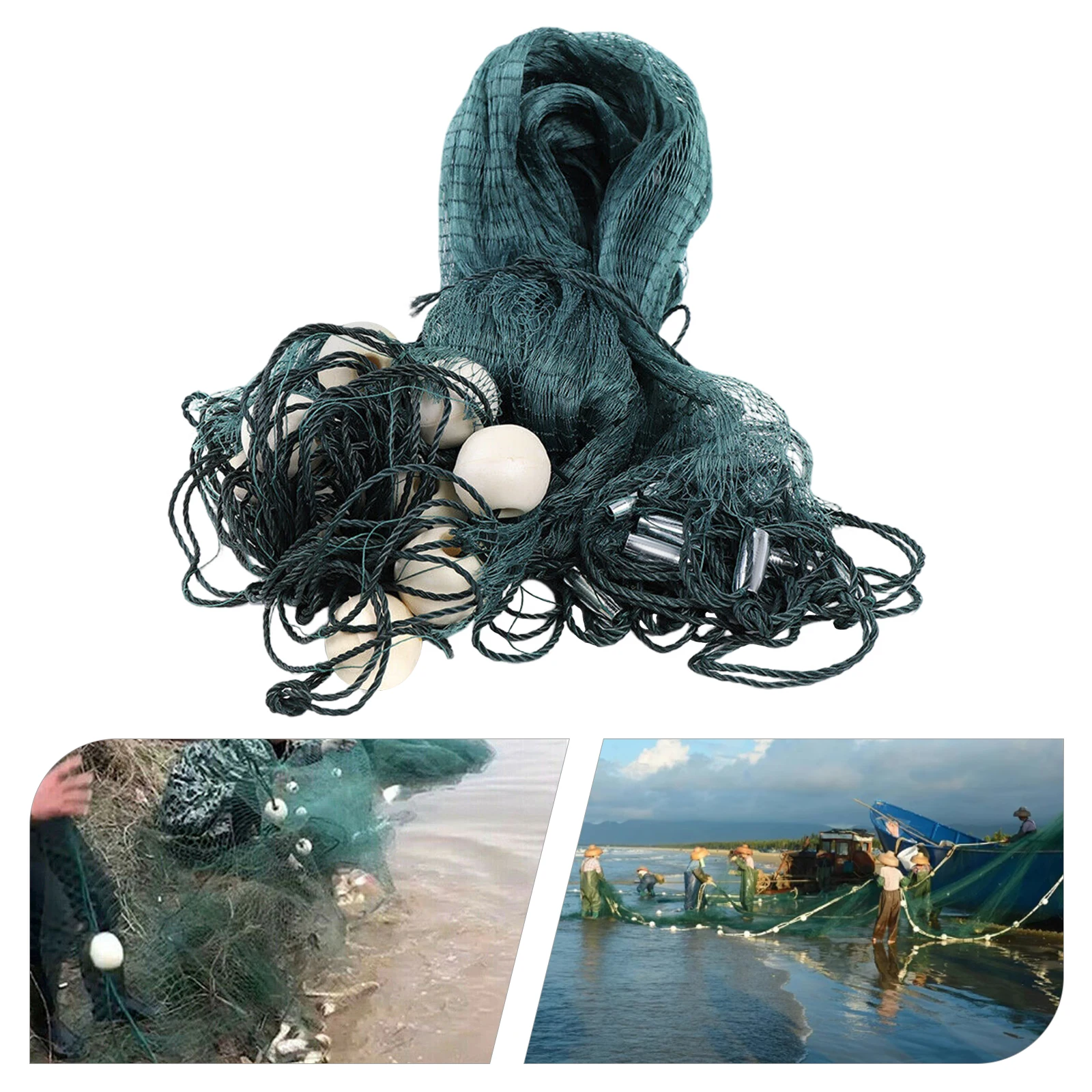 Polyethylene Fishing Net 2*10M  Cast Net Weighted Net Pendant Encrypted Mesh Thickened Net Line Fishing on Lake River Stream Sea