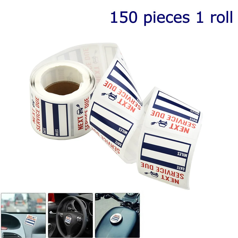 150 Pcs Oil Change Service Reminder Stickers Date Labels Tag Square Shape Black White Removable Adhesive Labels