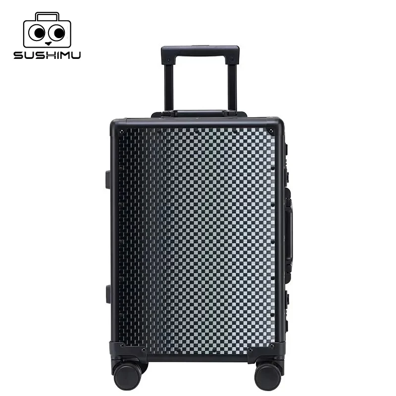 

SUSHIMU carbon fibre Suitcase Wide Handle Travel Suitcase Men 20 24 26 Carry-On Luggage Women PC Aluminum Frame Trolley Case