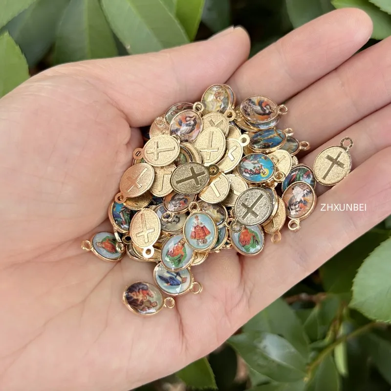 30pcs Mix Design Catholic Charm Saint Virgin Mary Baby Nino Scared of Heart Jesus Holy Family  Accessories for Jewelry Making