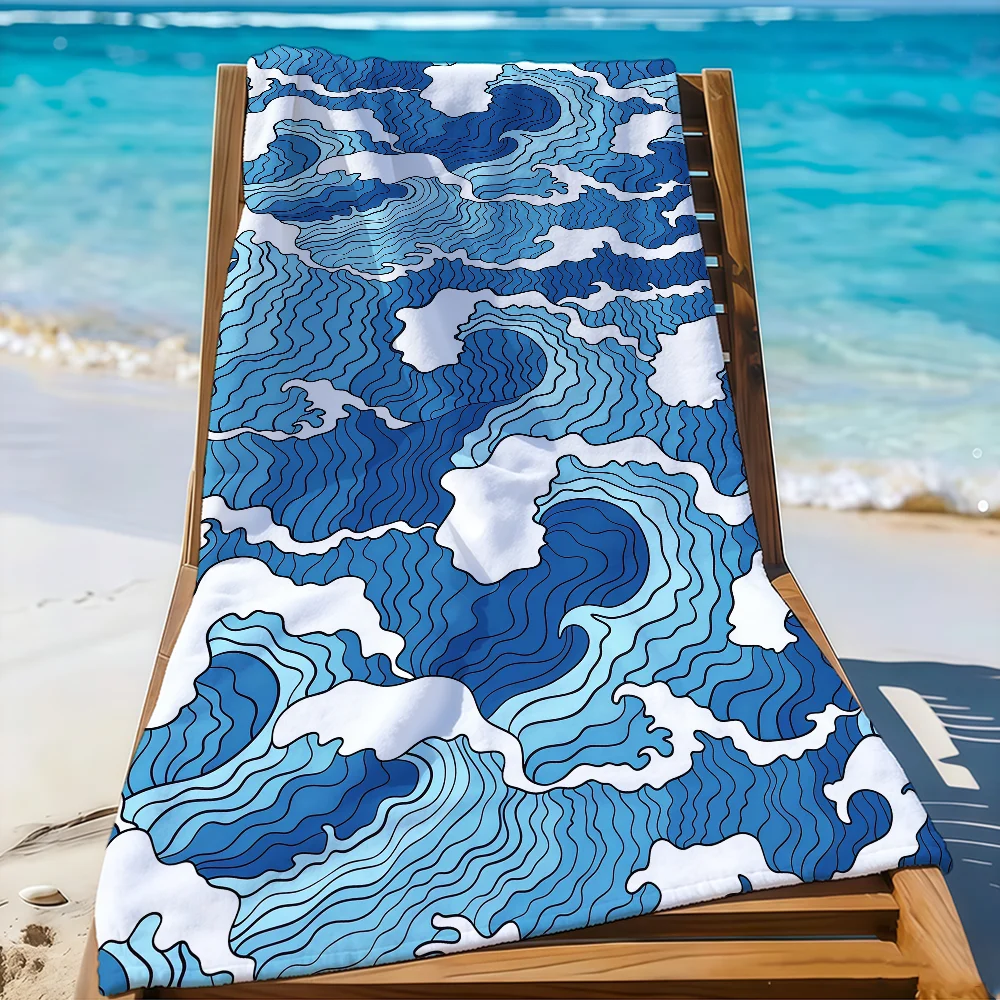 Abstract Wave Towel Bath Towel Travel Shower Quick-Drying Soft Same Style Men Women Sports