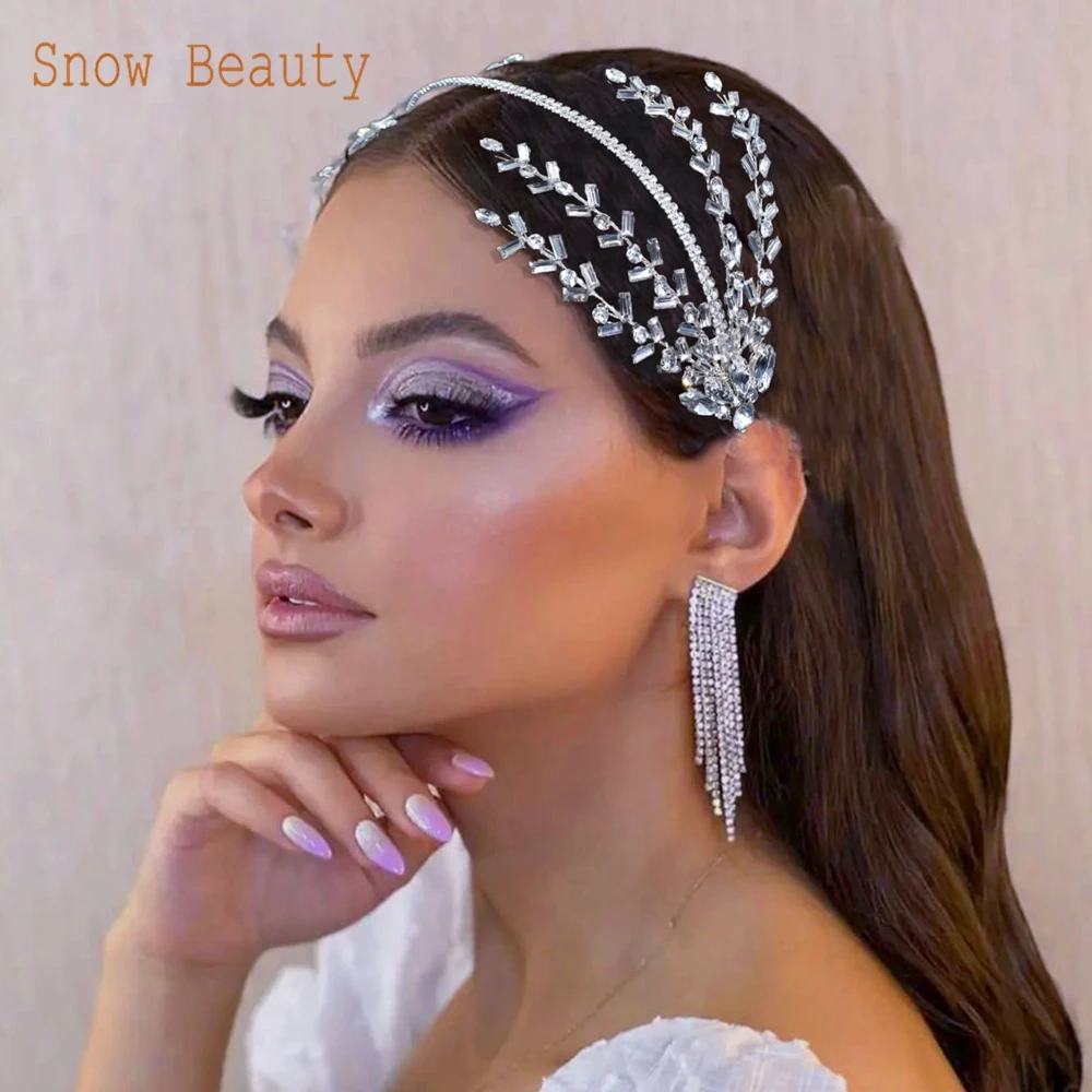 DZ071 เจ้าสาว Hairbands Tiaras เงินคริสตัลงานแต่งงานอุปกรณ์เสริมผม Headwear Rhinestone เครื่องประดับผมผู้หญิง Headdress