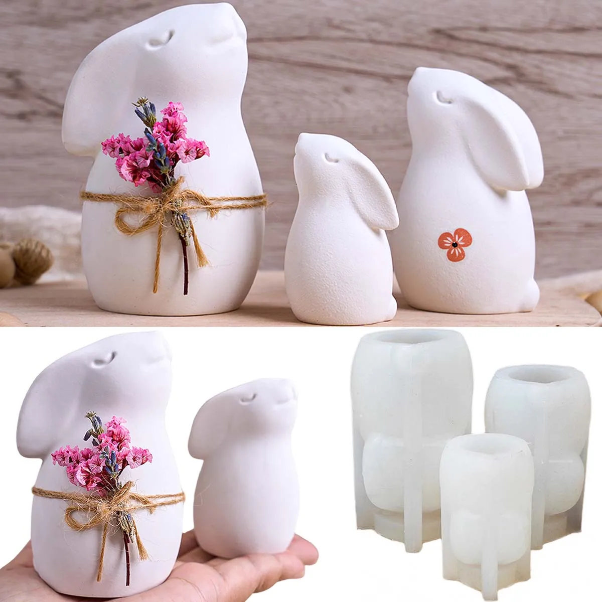 Cartoon Kaninchen Silikon Kerze Form DIY Osterhase Gips Ornamente Formen Aromatherapie Seife Epoxidharz Handwerk Machen Hause Dezember