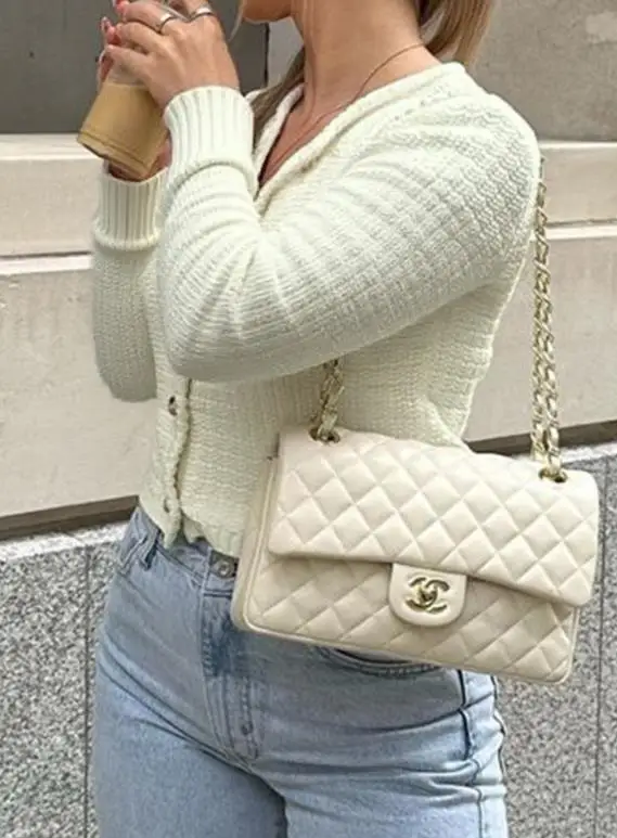 Moda lazer férias lã botão manga comprida camisola feminina, novas roupas femininas para outono e inverno 2025