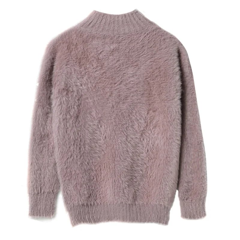 Suéter de cachemira de visón de imitación para mujer, Tops de cuello alto, Jersey suelto, ropa de calle, otoño e invierno, 2023