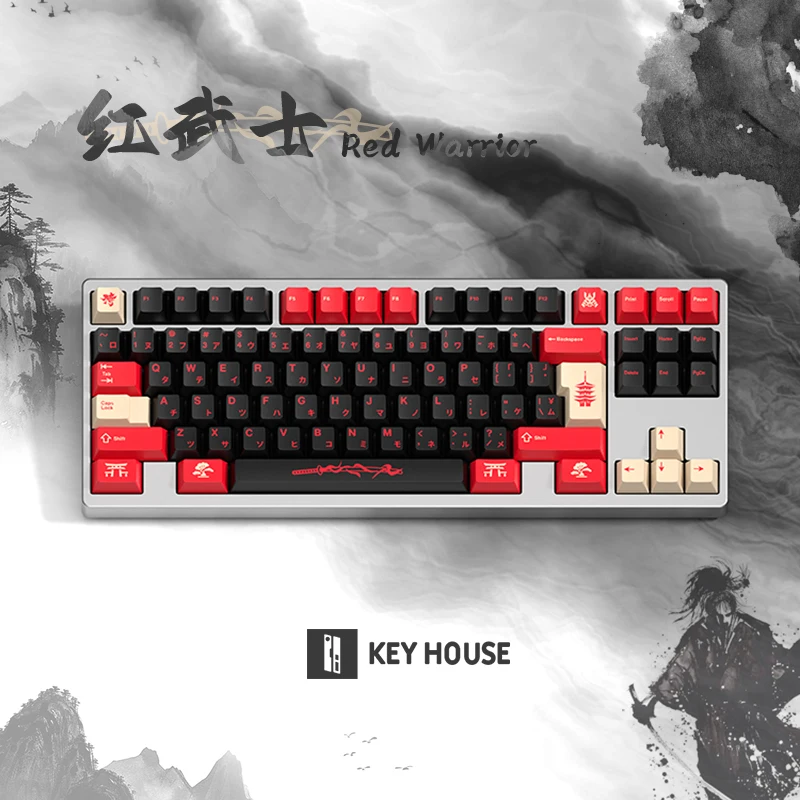 Keyboard Keycaps Rainy75 Wooting Red Warrior Keycaps Wob Crush80 Gx87 Original Pbt Heat Sublimation Customized Diy Keycaps